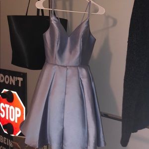 gorgeous blue satin formal dress